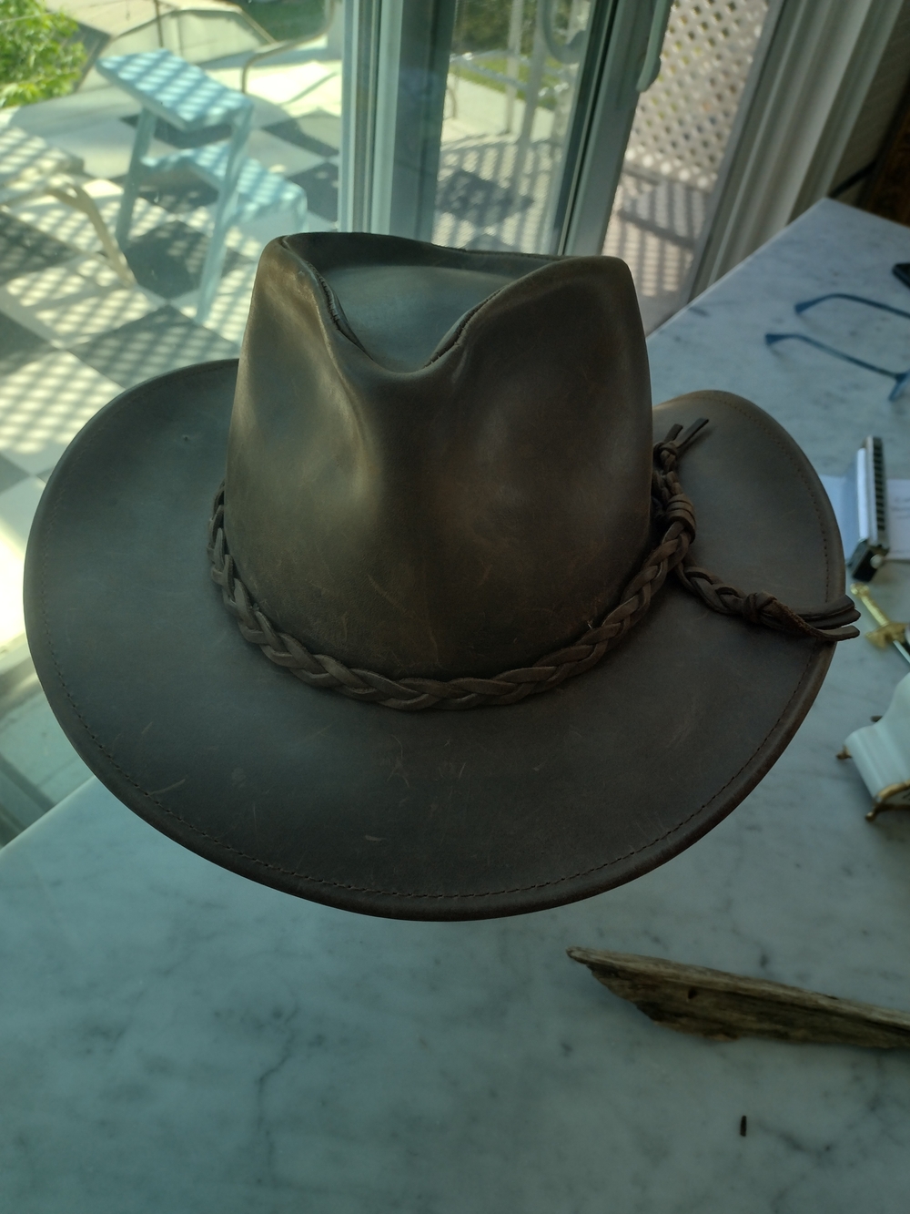 Men's Leather Western Hat in Dark Brown - Classic Braided Band - Picture 5 of 8